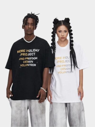 Unisex Text print Short sleeves T-Shirt