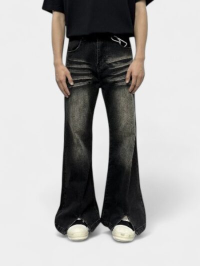 OREETA Washed Ruffled Split Skinny Jeans 2024 Fashion Brand Old and Slim High Street Jeans