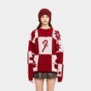 Damen Strickpullover mit Karomuster und langen Ärmeln