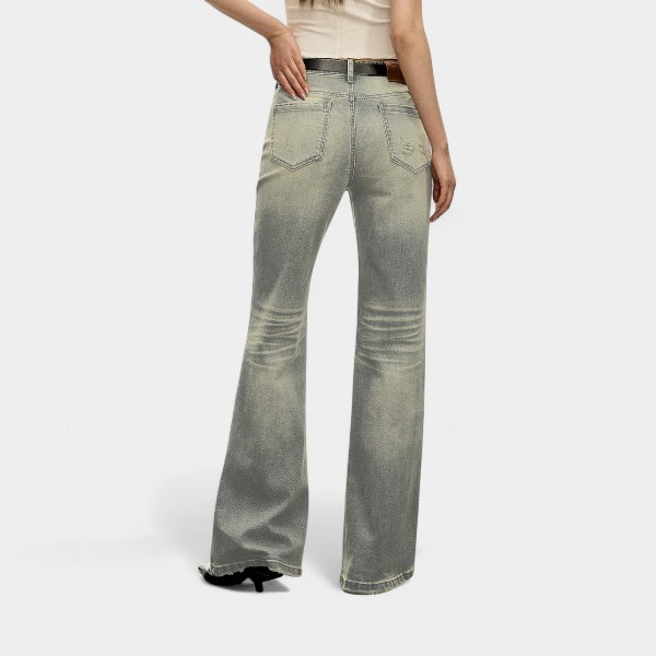 OREETA, Old Design Wash Rivet Jeans, Casual Fashion Brand Slim-fit Slim-fit Skinny Women's Jeans