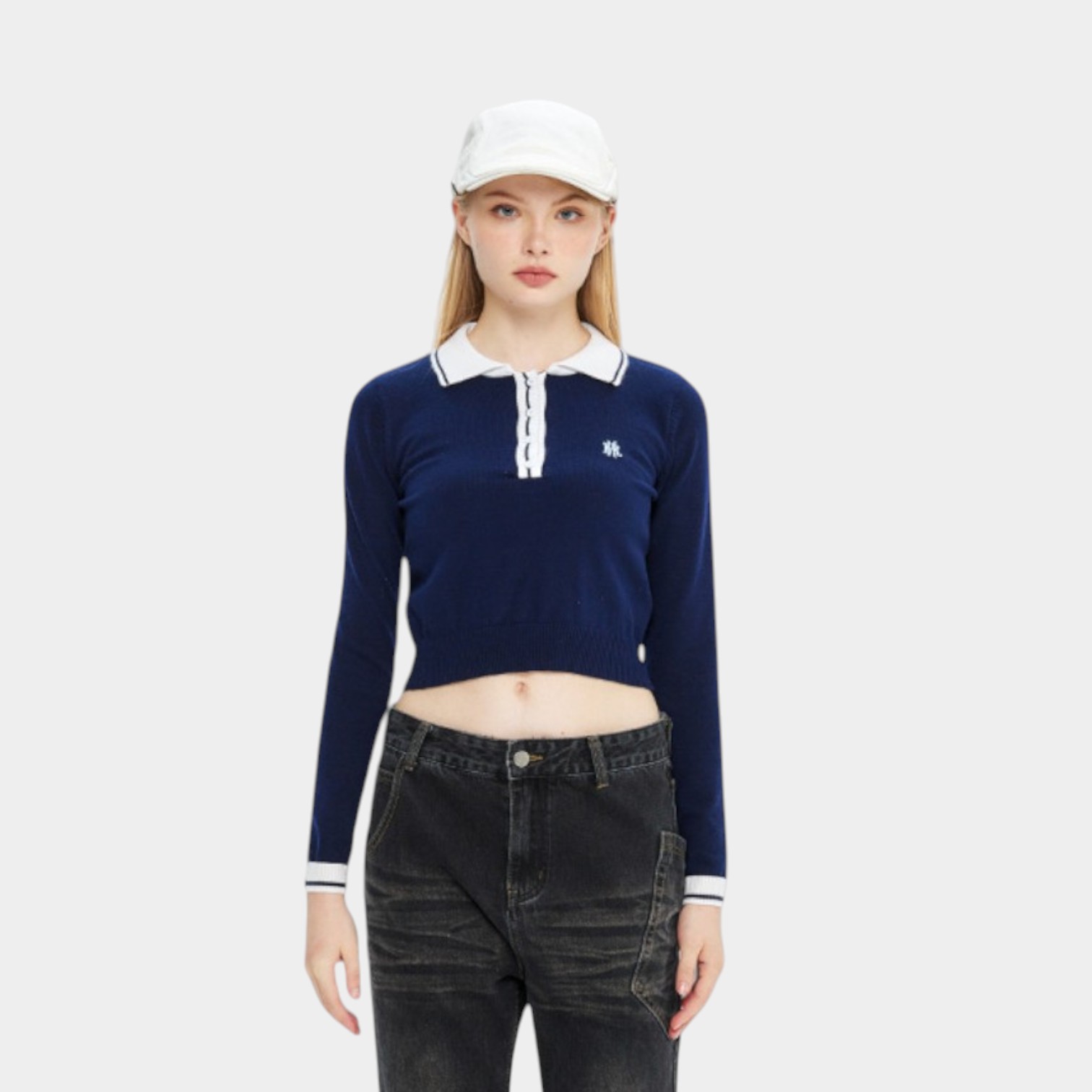 Damen Strickpullover mit Textdruck, lange Ärmel