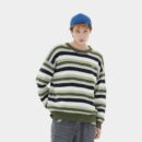 HeyHenry 2023 Autumn New Ins Sweater Round Neck Long Sleeve Knitted Sweater Outer Wear Striped Sweater for Men and Women
