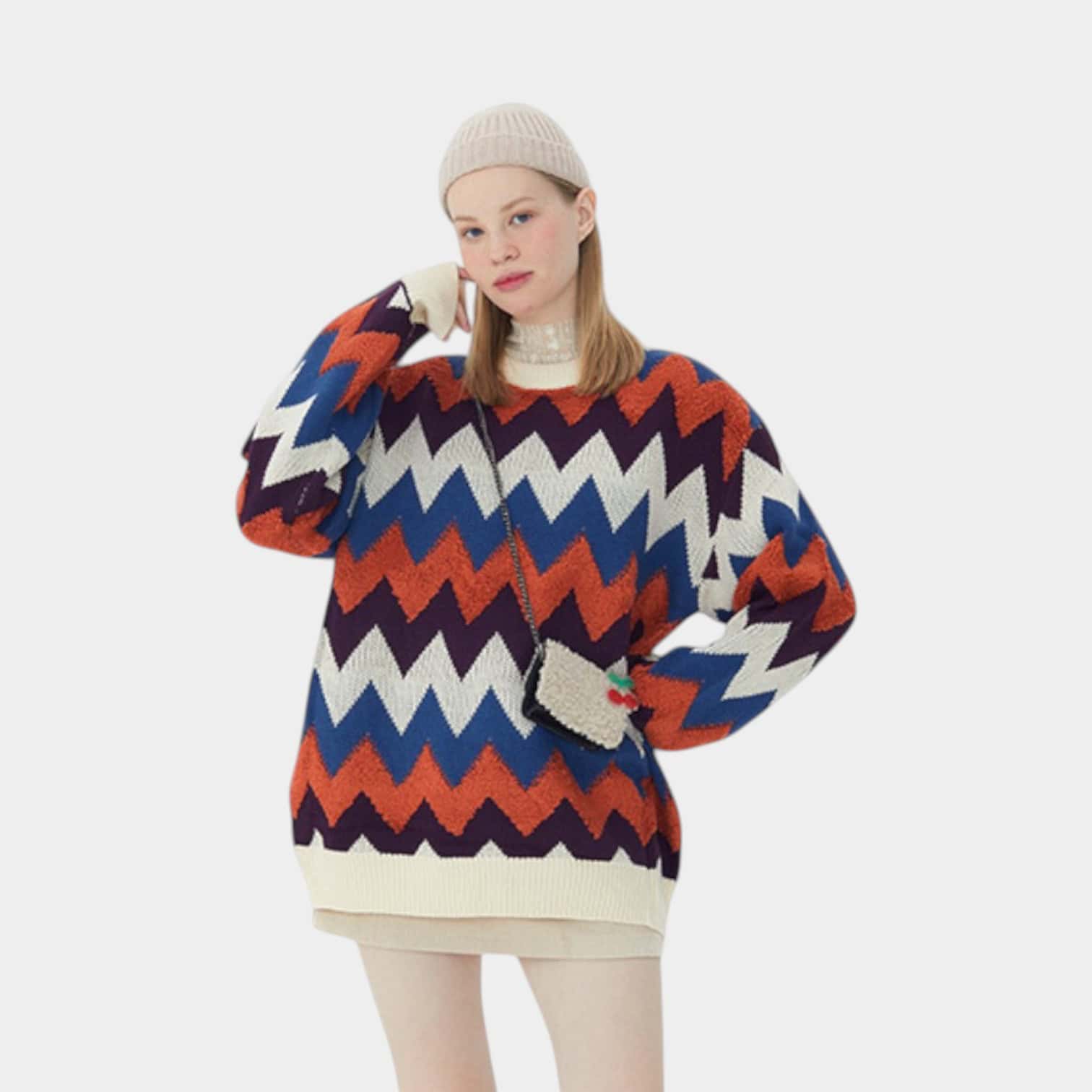 HeyHenry contrast color couple pullover autumn long sleeve new clothes round neck men's all-match sweater