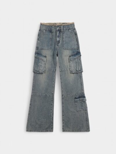 Orange Silk Women's Clothing# American Vintage Workwear Jeans Women's 2024 Autumn New High Waist Slimming Wide Leg Pants