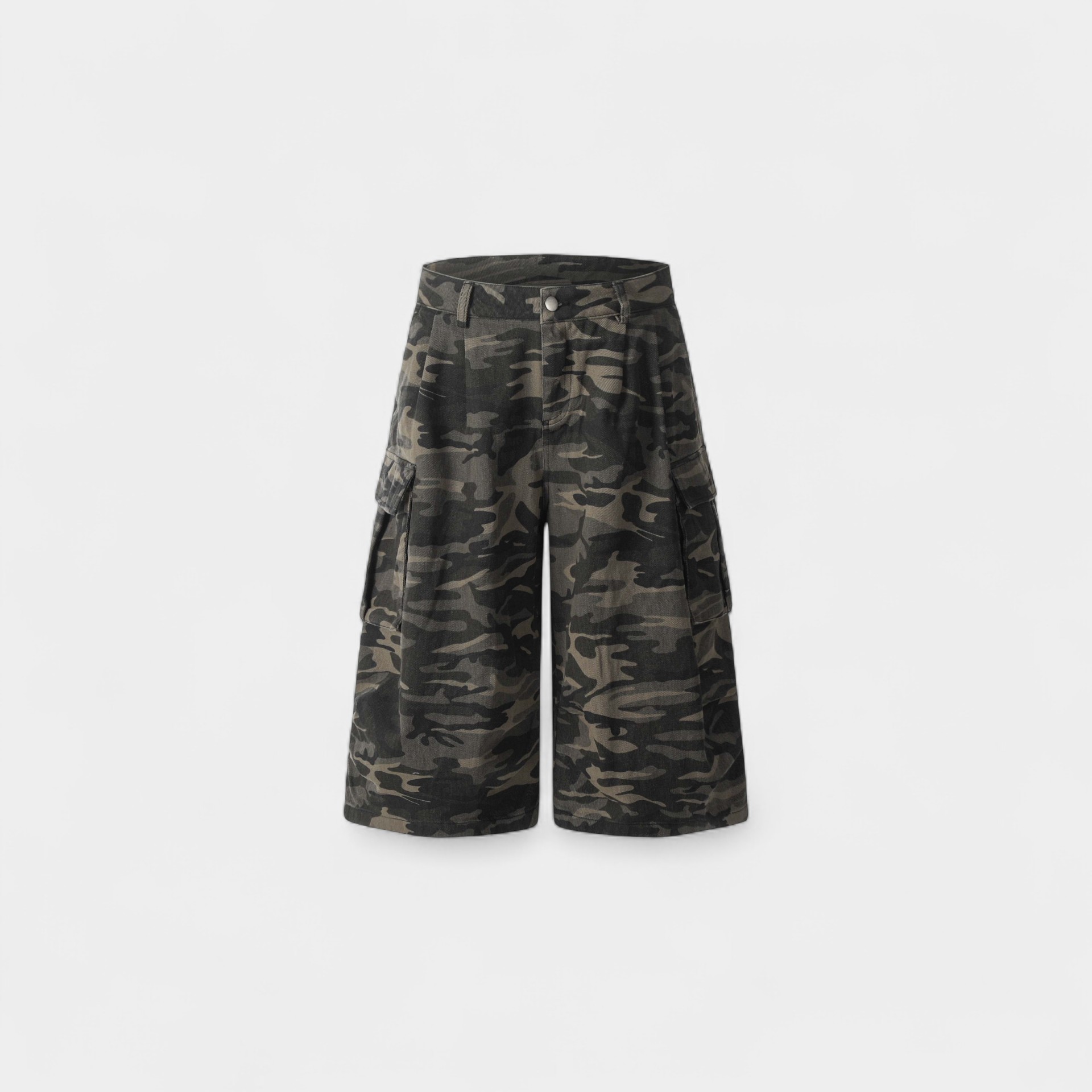 OREETA, cross-border custom American graffiti camouflage cropped pants summer tide brand cotton straight cropped shorts men
