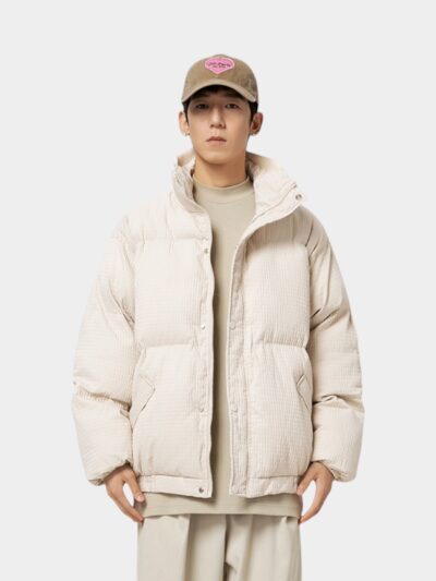 Trendy brand Maillard vintage cotton-padded coat men's Japanese thickened cotton-padded coat couple Winter short solid color stand collar cotton-padded jacket