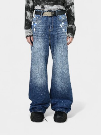 nirben Denim | National fashion hand-painted design sense niche jeans men's ins American high street pants couple Fashion