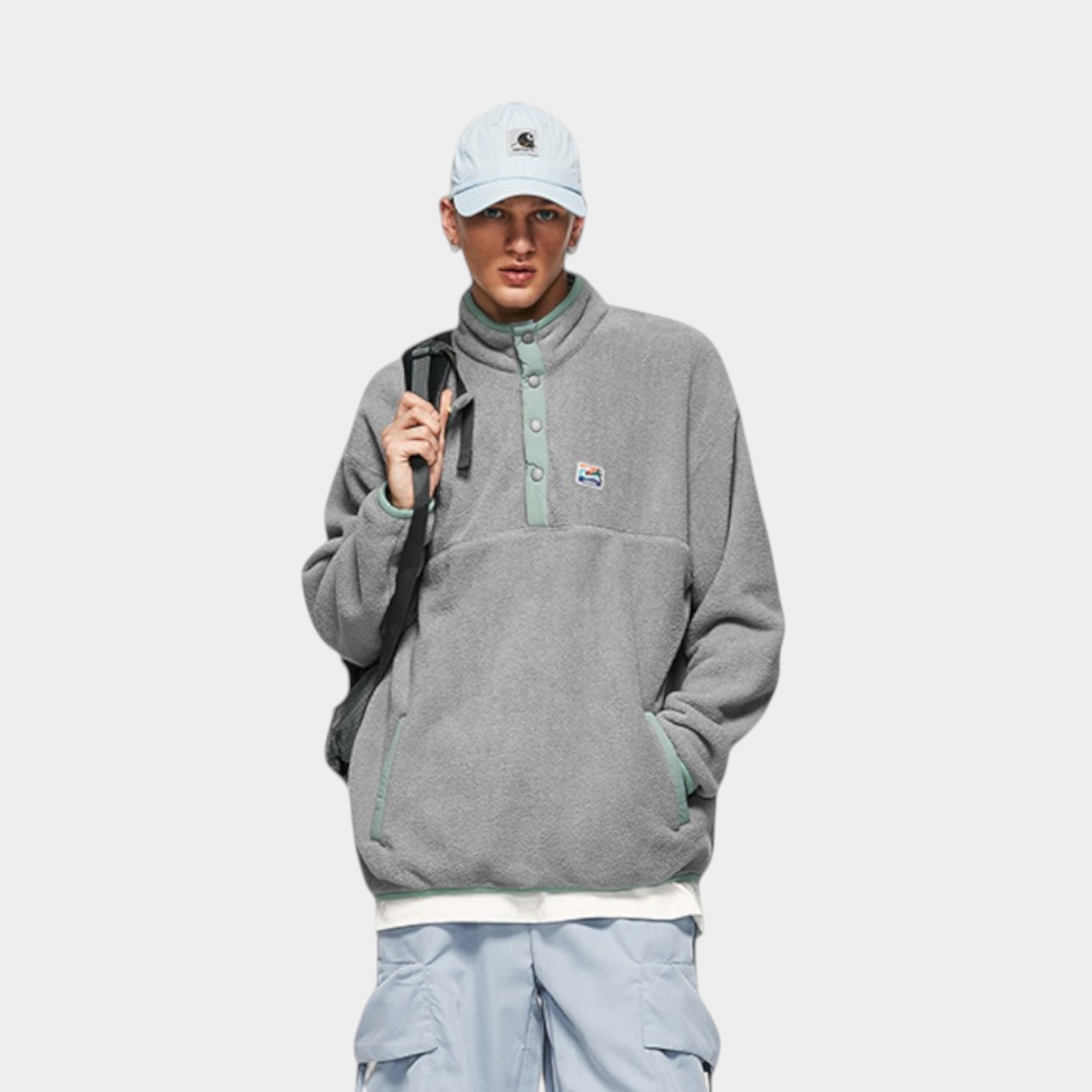 Unisex Oversized Fleece Pullover mit langen Ärmeln – Bild 3