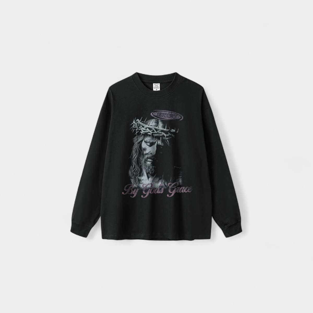 BE Men's 2024 Autumn and Winter Youth Loose Cross-border White Ink Digital Printing Washed Batik Long Sleeve T-shirt for Men