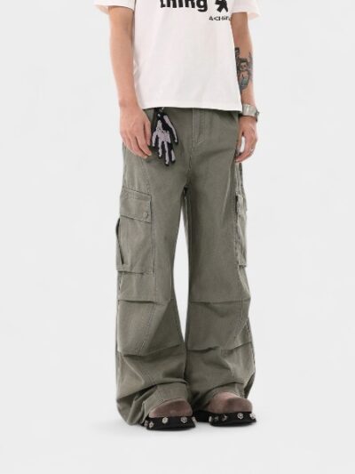 OREETA, Coarse Scrub and Old American Crock Pants 2024 Fashion Brand Loose Stacking Straight Crock Pants for Men
