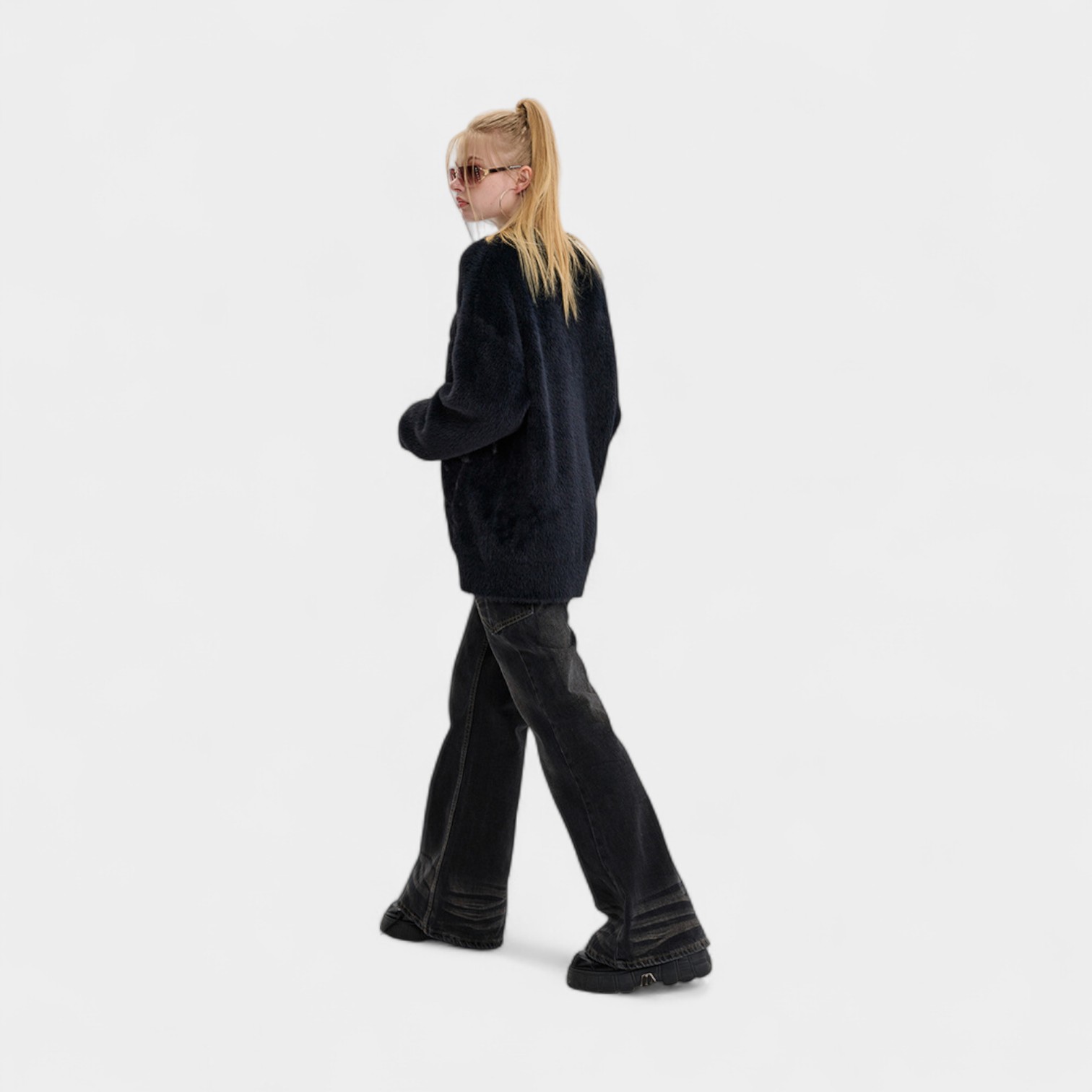 Damen Strickpullover mit künstlerischem Druck und langen Ärmeln – Bild 3