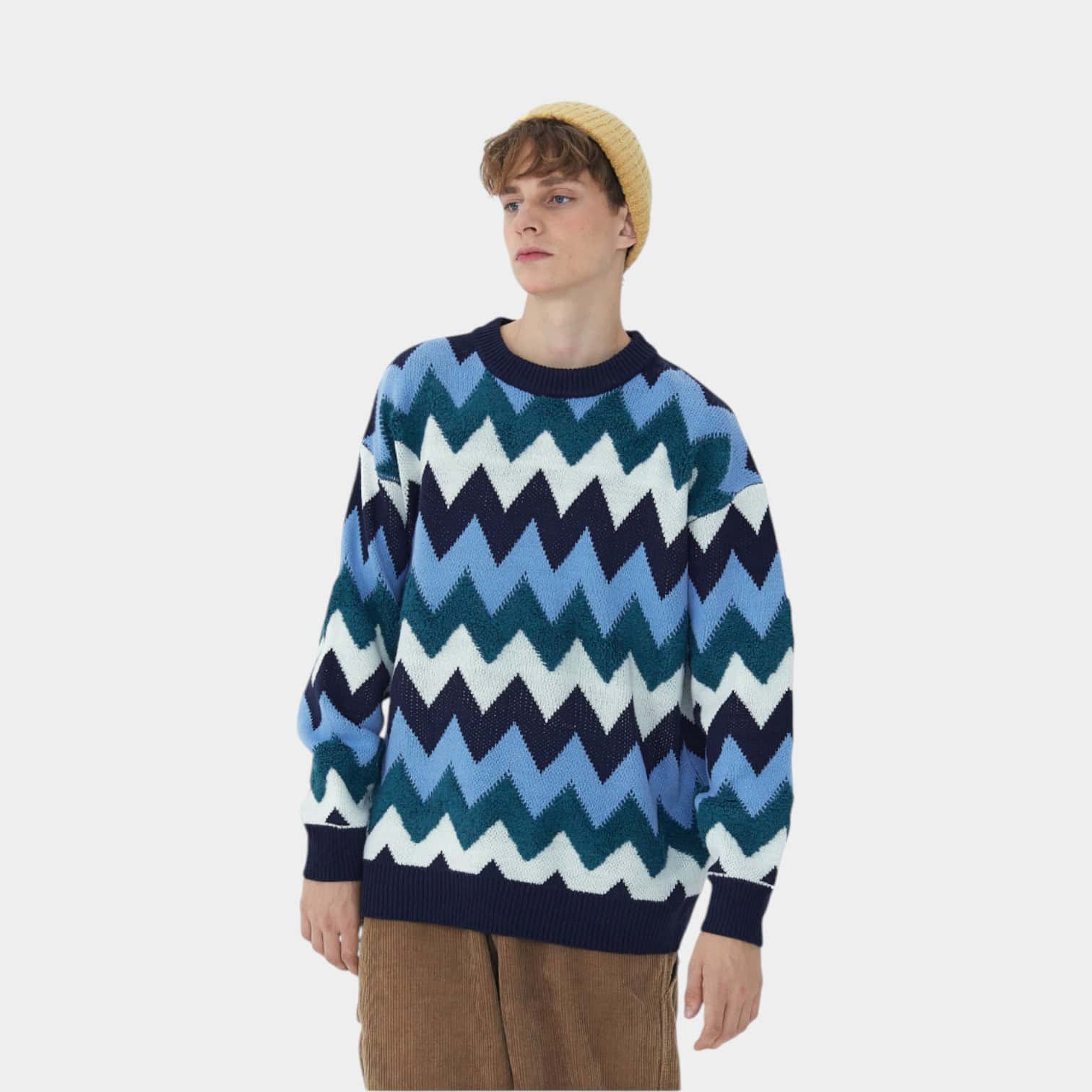 Gestreifter Herren Strickpullover mit langen Ärmeln – Bild 2