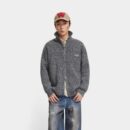 Autumn Lazy Style Retro Solid Color Double Zipper Vertical Collar Cardigan Sweater Men's Trendy All-match Sweater