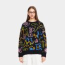 Damen Strickpullover mit künstlerischem Druck und langen Ärmeln