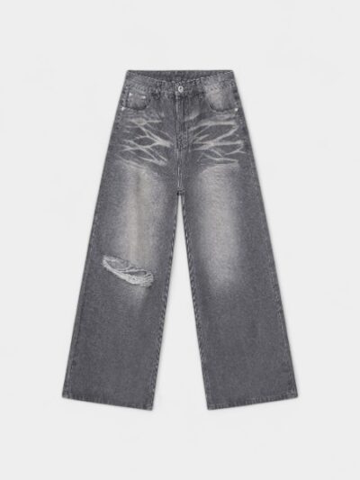 Nirben Denim | American retro washed hole straight tube loose jeans men's high street drooping pants tide