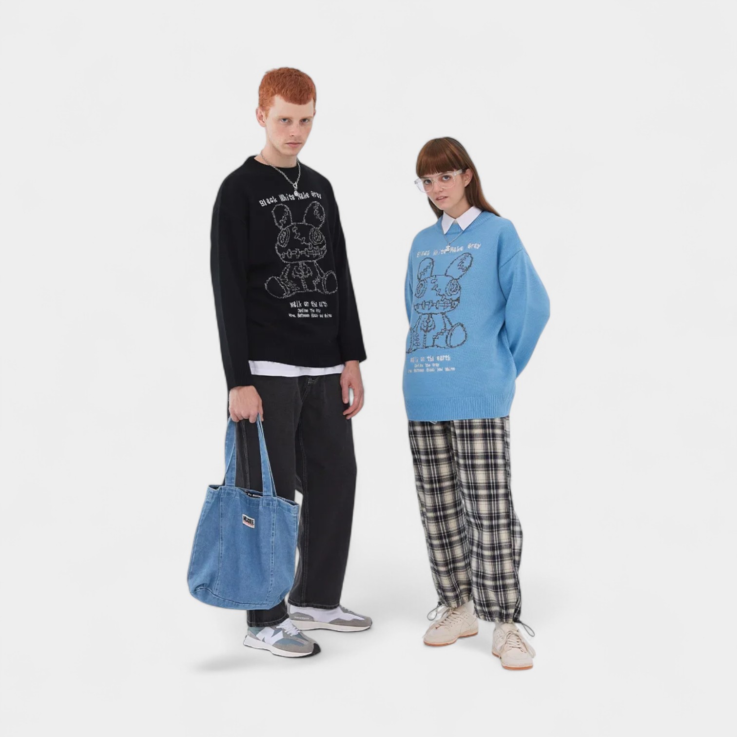 Unisex Anime/Cartoon-Print Strickpullover mit langen Ärmeln – Bild 4