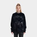 Damen Strickpullover mit künstlerischem Druck und langen Ärmeln