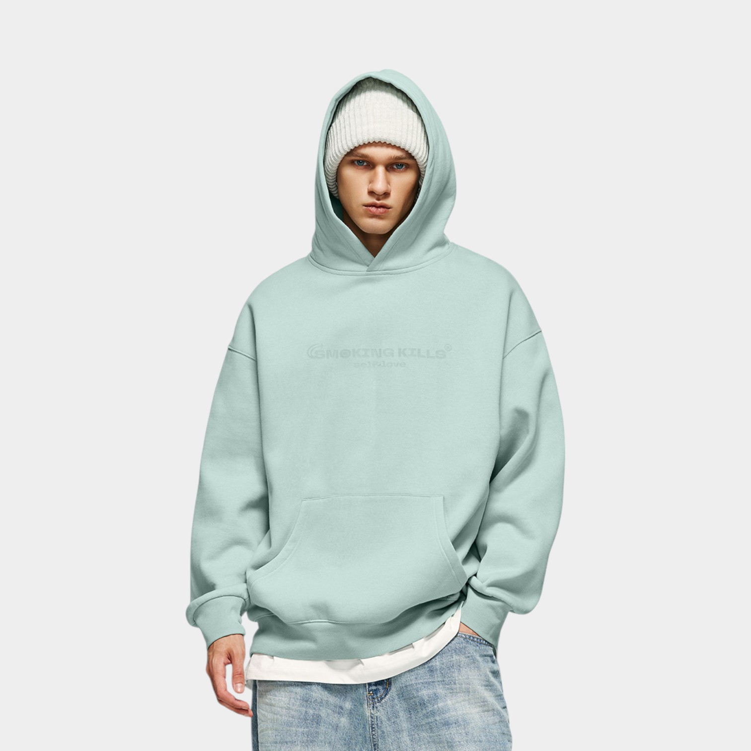Herren Hoodie mit Textdruck und langen Ärmeln