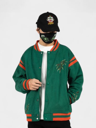 National Fashion Embroidered Suede Jacket Men's Work Jacket Men's Fashion Brand Large Size Men's Casual Baseball Clothing Autumn and Winter Fashionable Jacket