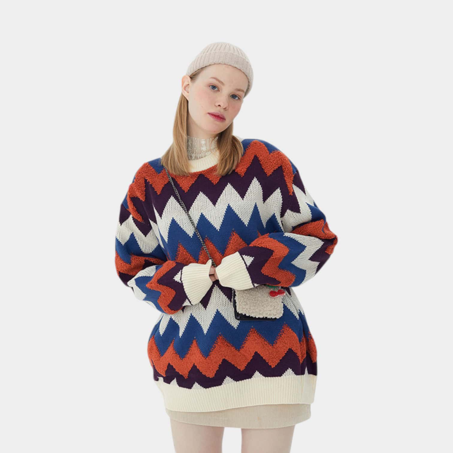 HeyHenry contrast color couple pullover autumn long sleeve new clothes round neck men's all-match sweater