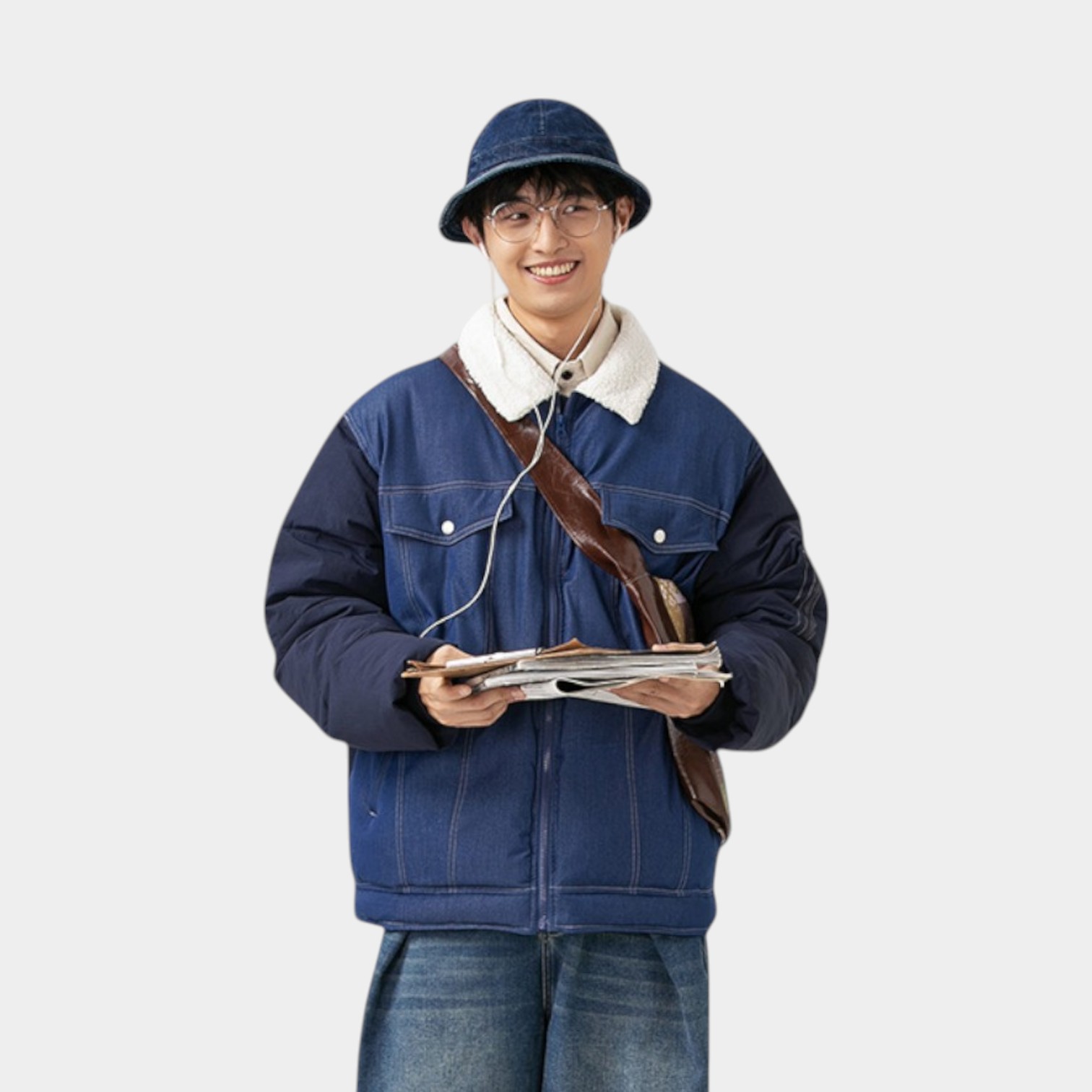 Herren Relaxed Fit/Loose Fit Langarm Jeansjacke