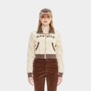 Damen Jacke mit Textdruck, langen Ärmeln und Reißverschluss