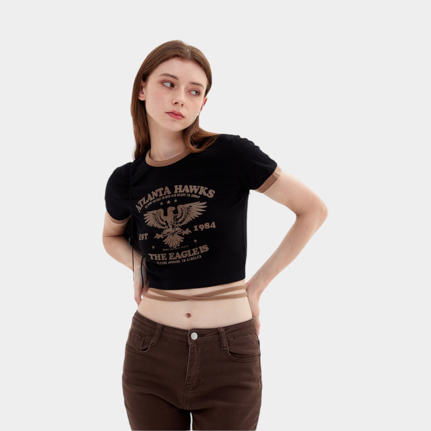 Damen Crop Top mit Textdruck und kurzen Ärmeln – Bild 5