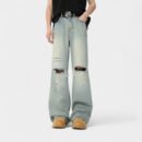 OREETA Street Fashion Vintage Washed Ripped Jeans 2024 Fashion Brand Slim Fit Straight High Street Jeans