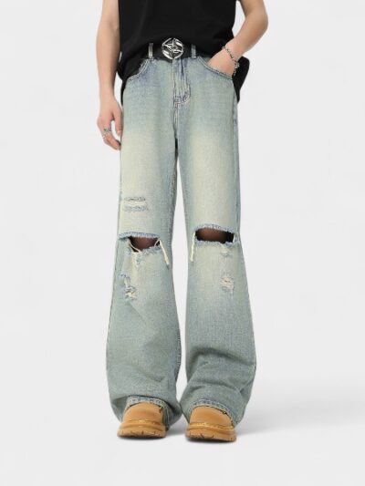 OREETA Street Fashion Vintage Washed Ripped Jeans 2024 Fashion Brand Slim Fit Straight High Street Jeans