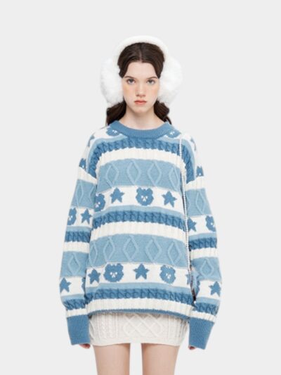 Women's Striped pattern Long sleeves Knitted Jumper