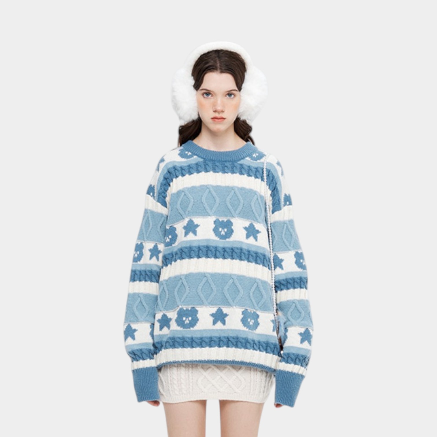 Gestreifter Strickpullover für Damen mit langen Ärmeln