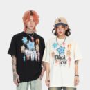 Unisex T-Shirt mit künstlerischem Aufdruck und kurzen Ärmeln