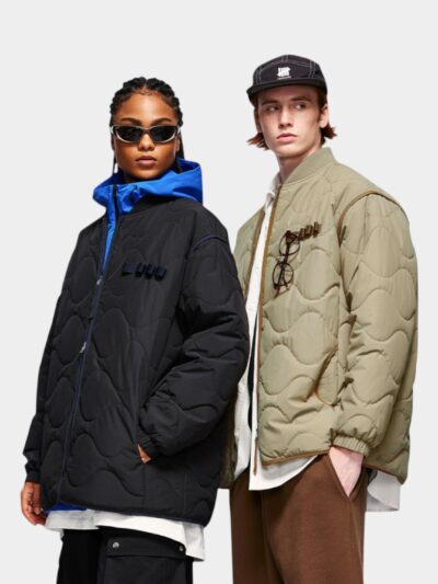 Unisex Relaxed Fit/Loose Fit Long sleeves Quilted Jacket