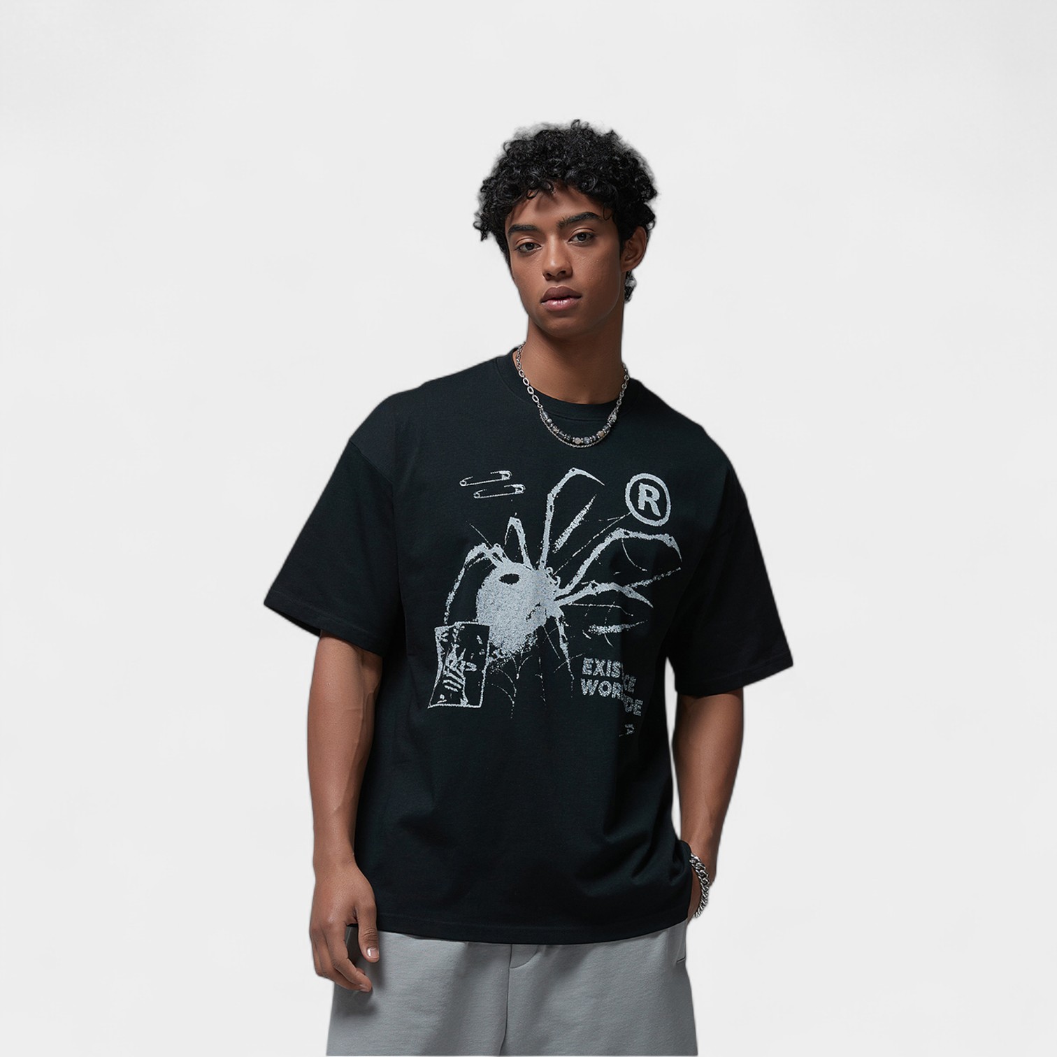 Unisex T-Shirt mit künstlerischem Aufdruck und kurzen Ärmeln – Bild 5