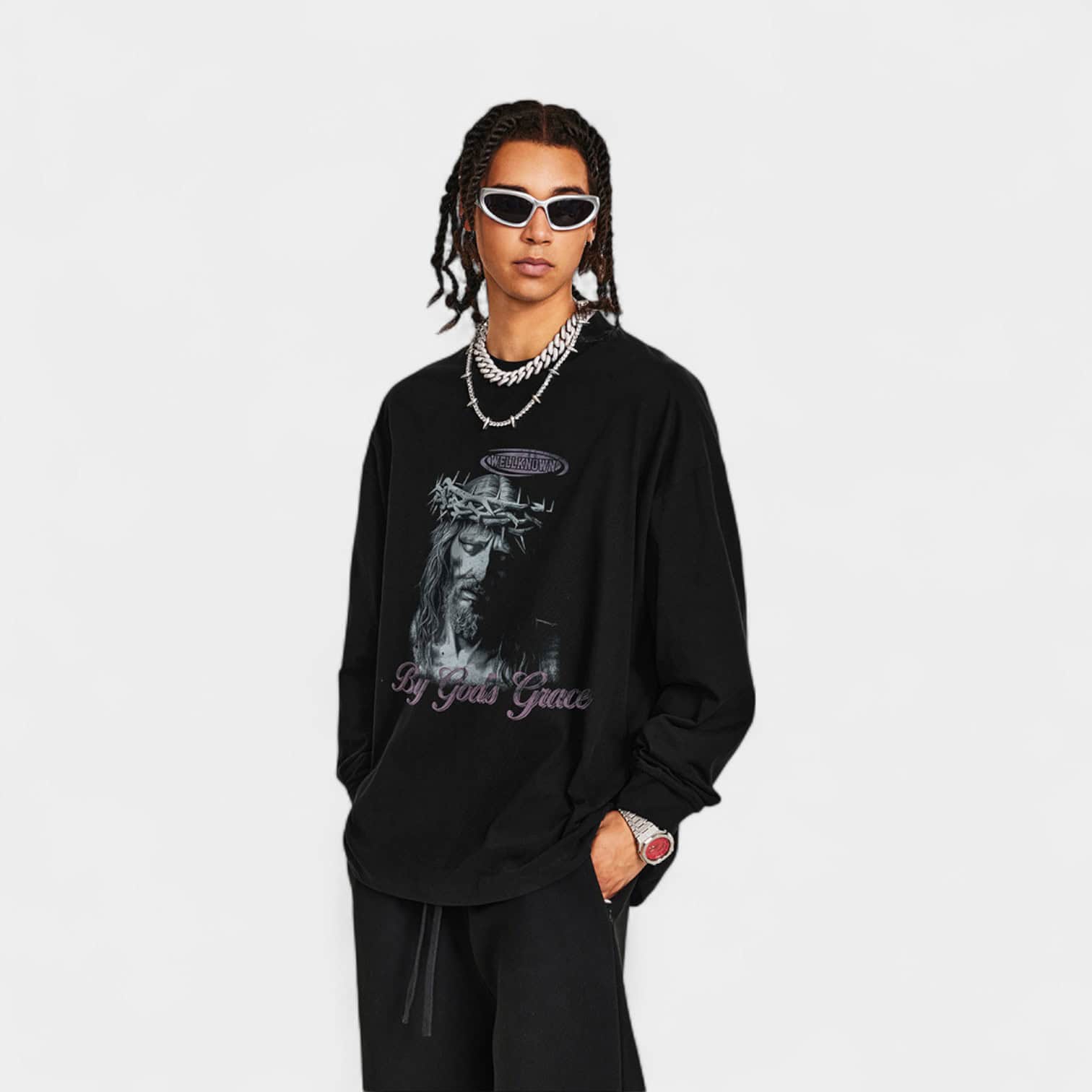 Herren Sweatshirt mit künstlerischem Druck und langen Ärmeln – Bild 5