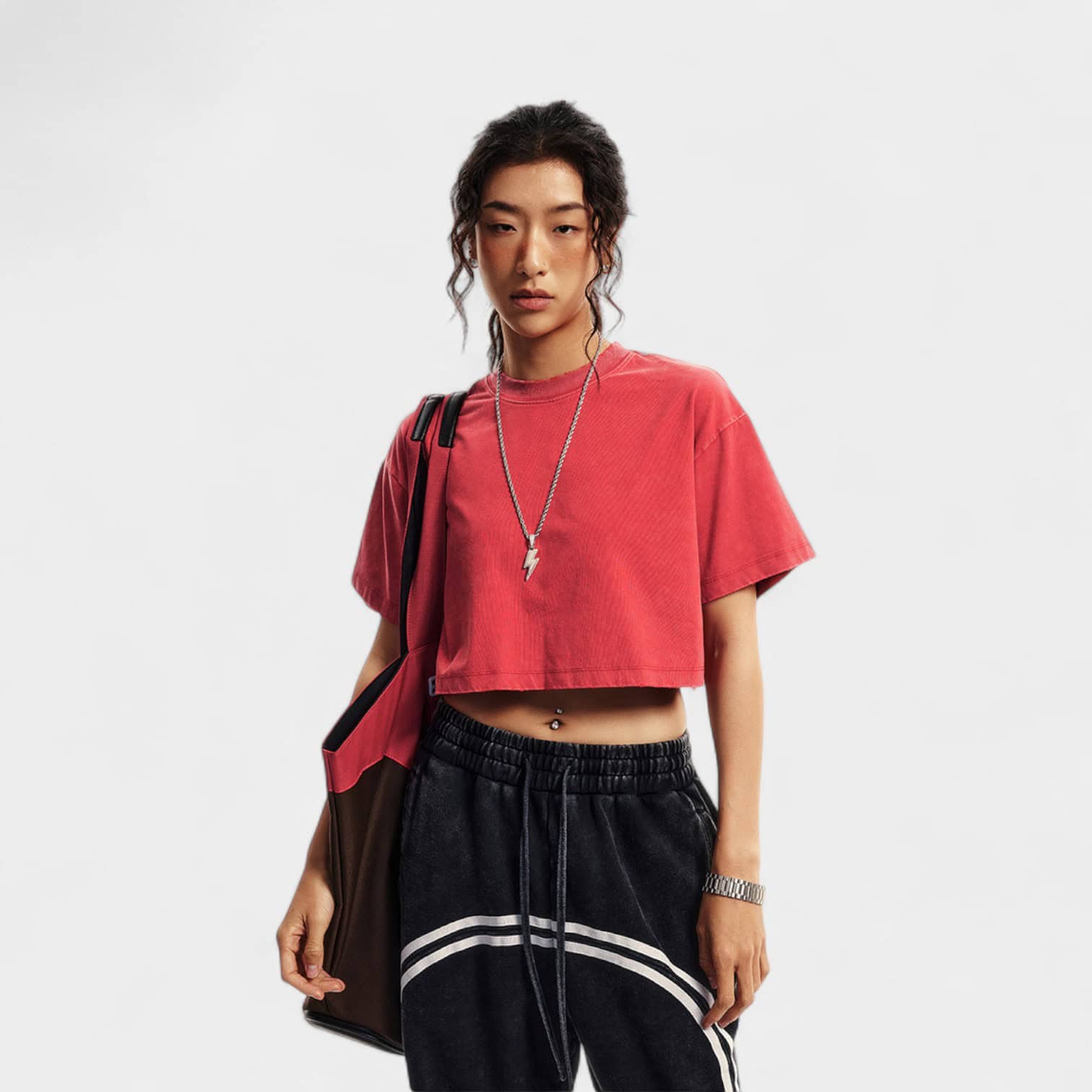 Damen Regular Fit Kurzarm Crop Top