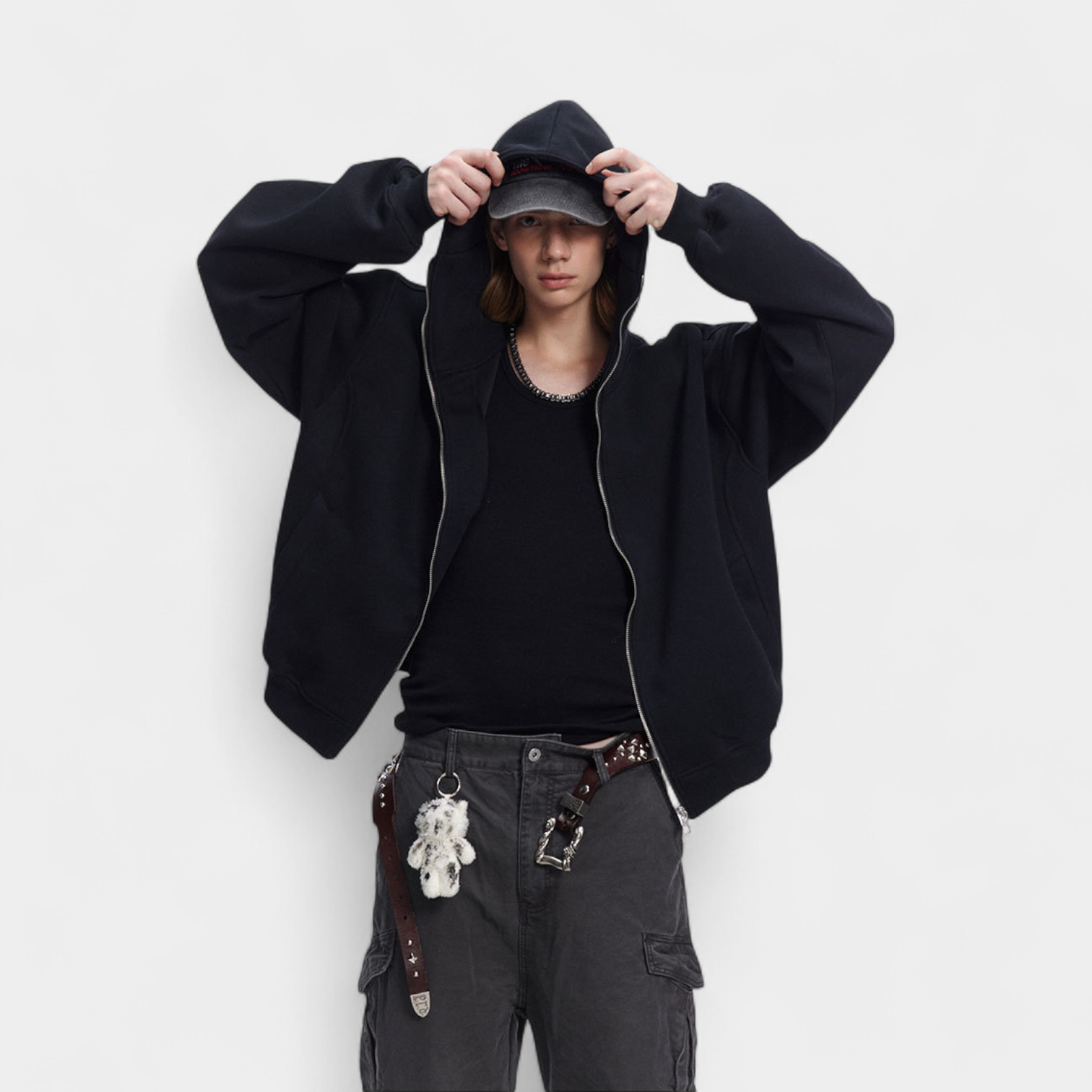 Unisex Übergroße Jacke mit langem Ärmel und Reißverschluss – Bild 3