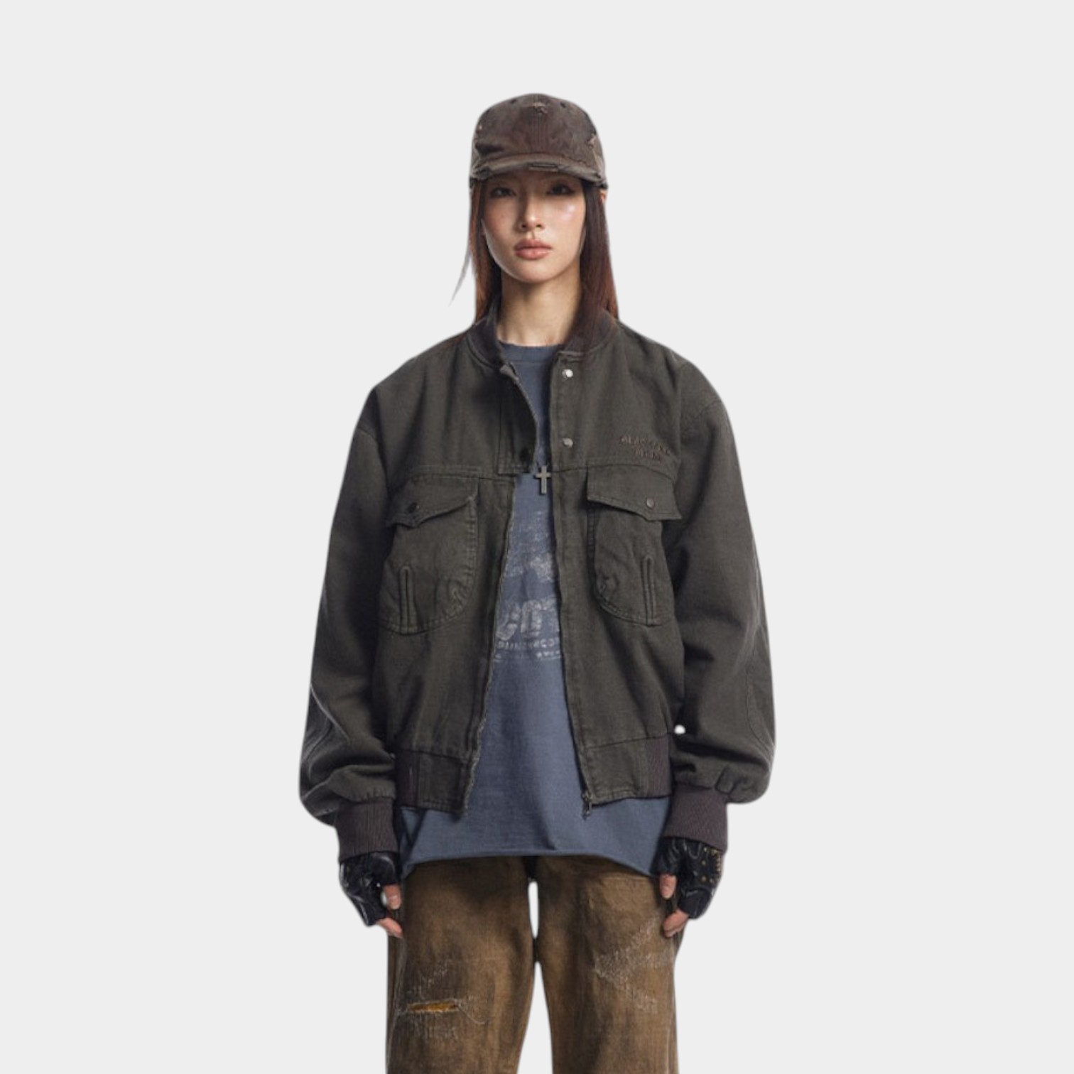 Herren Jeansjacke mit Textdruck und langen Ärmeln – Bild 4