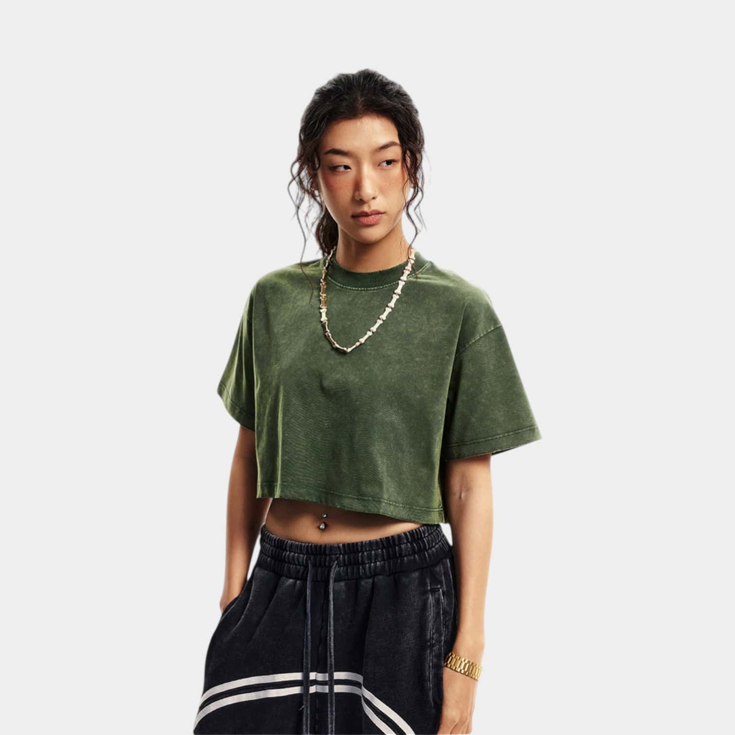 Damen Regular Fit Kurzarm Crop Top – Bild 5