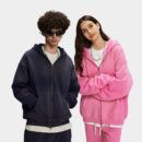 Unisex Übergroße Jacke mit langem Ärmel und Reißverschluss