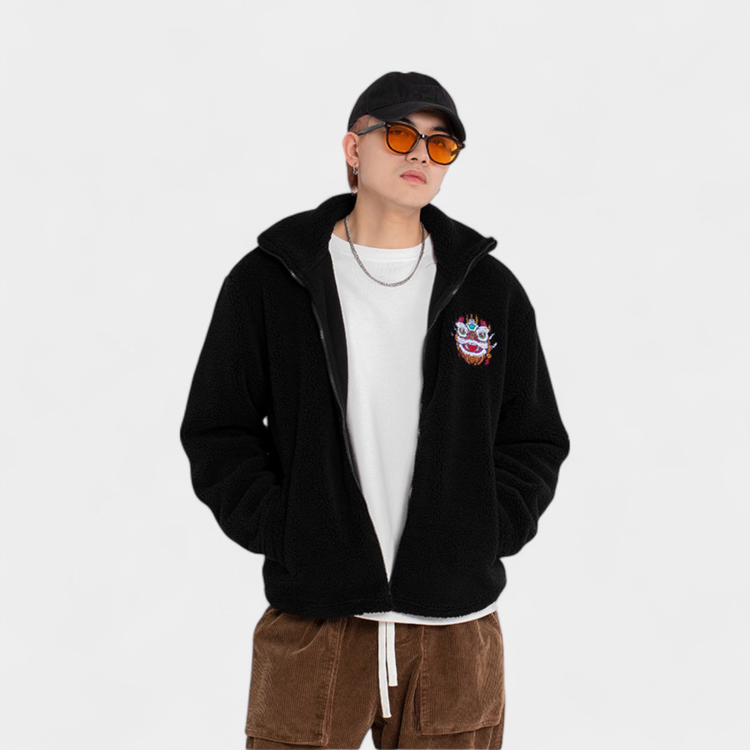 Herren Fleecejacke mit künstlerischem Druck und langen Ärmeln – Bild 3