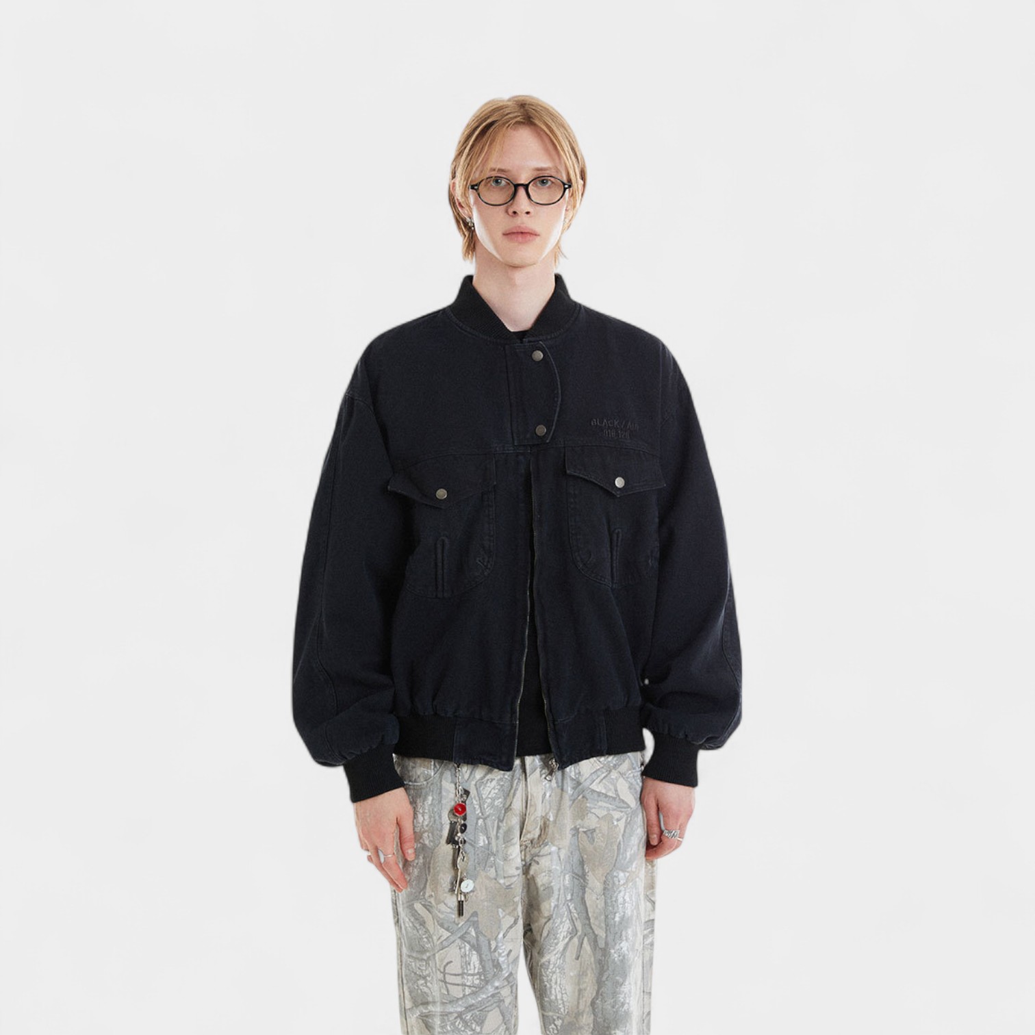 Herren Jeansjacke mit Textdruck und langen Ärmeln