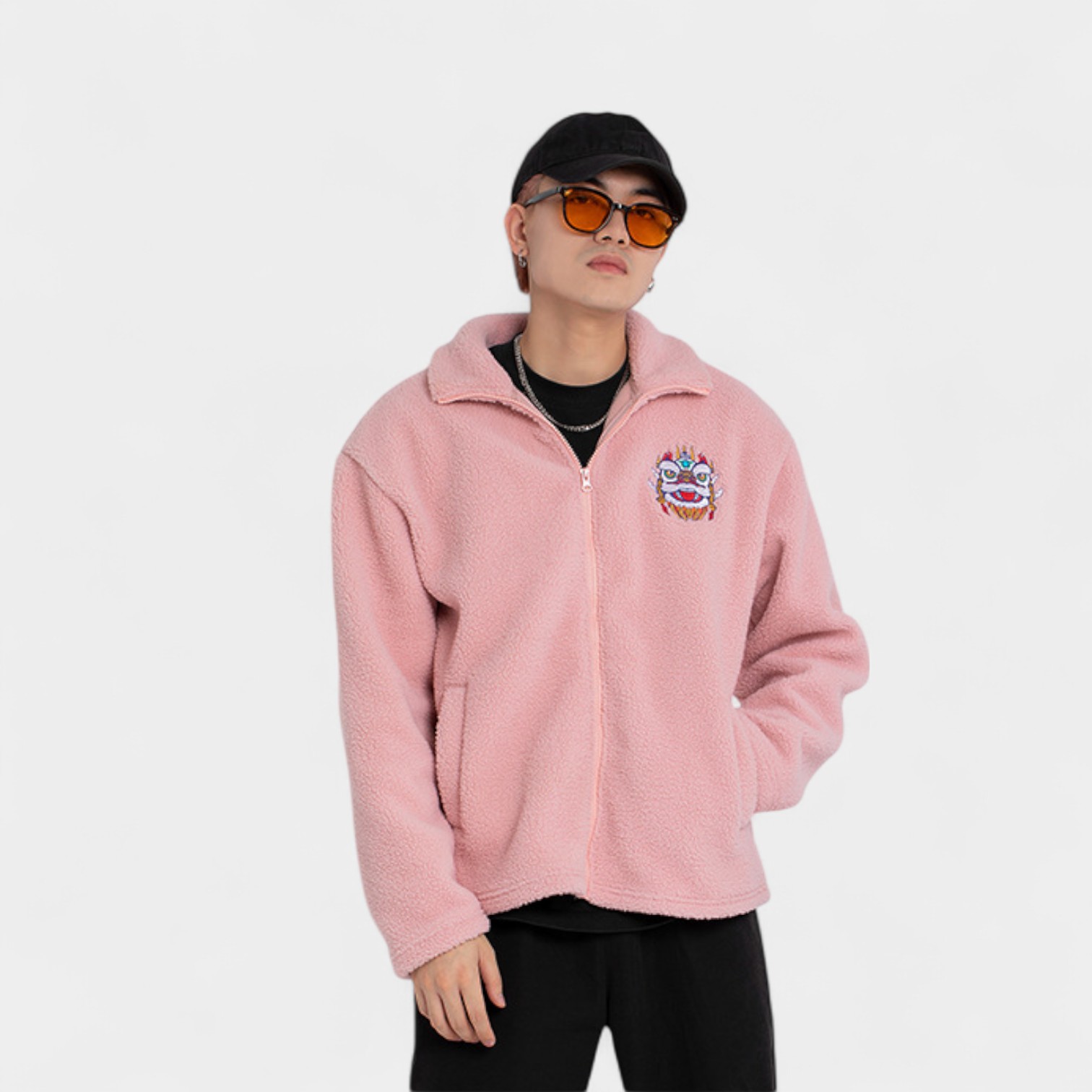 Herren Fleecejacke mit künstlerischem Druck und langen Ärmeln – Bild 5