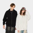 Unisex Übergroße Jacke mit langem Ärmeln und Reißverschluss