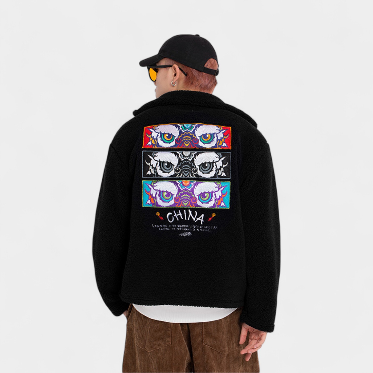 Herren Fleecejacke mit künstlerischem Druck und langen Ärmeln – Bild 4