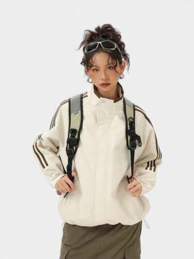 Women's Striped pattern Long sleeves Windbreaker