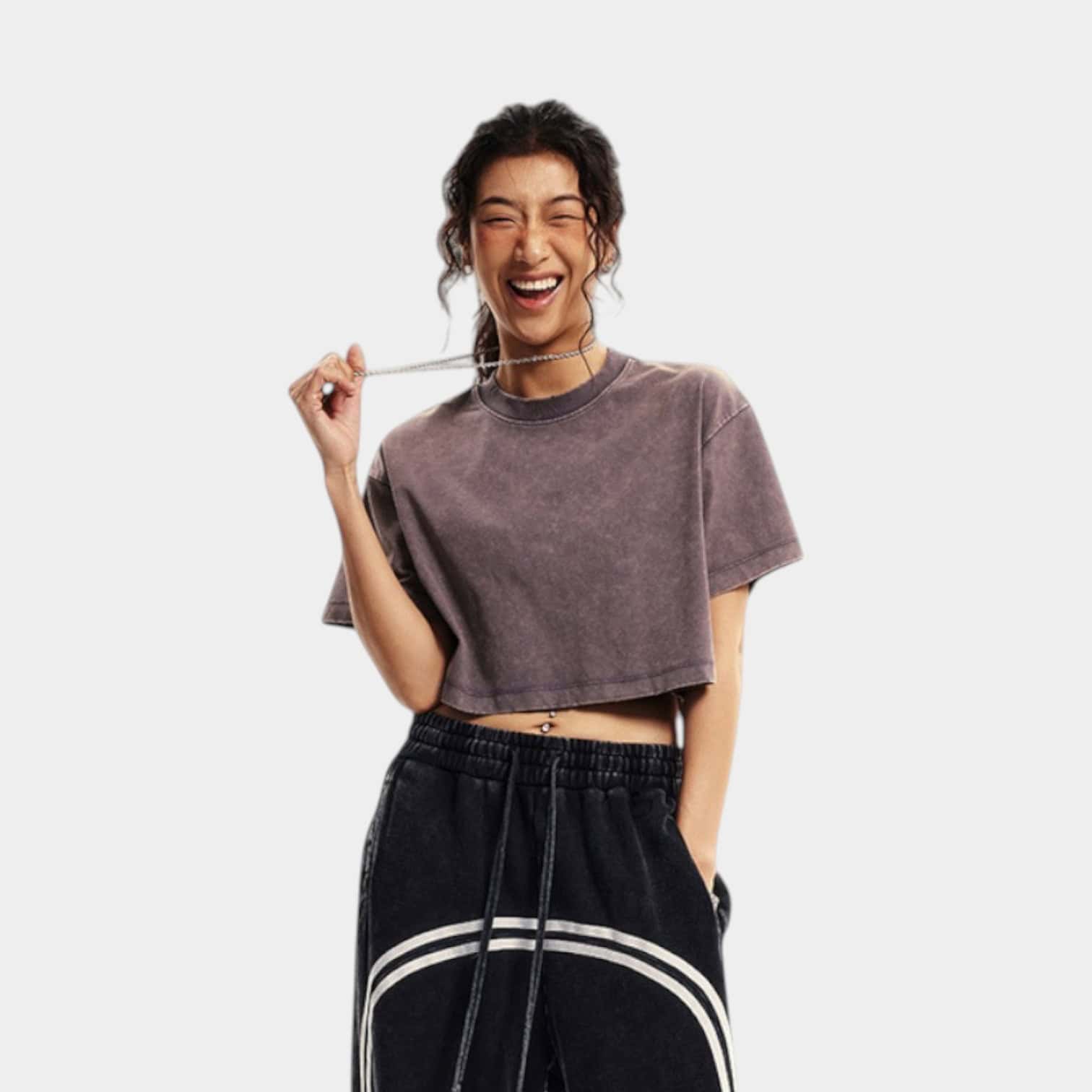 Damen Regular Fit Kurzarm Crop Top – Bild 6