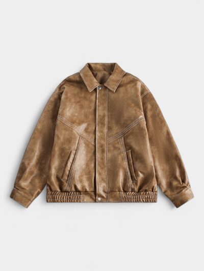 American Style Street PU Leather Lapel Jacket Men's and Women's Loose Trendy Neutral High Street Retro Motorcycle Jacket