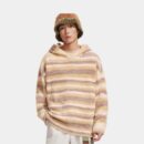 Gradient Striped Loop Yarn Lazy Hooded Sweater Autumn Couple American-Style Profile oversize Sweater