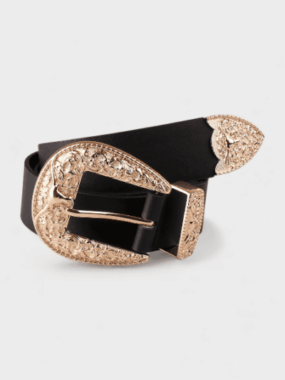 European and American Street Fashion Exaggerated Sheep Head Carved Buckle Belt Women's Personality Dress Coat Suit Leather